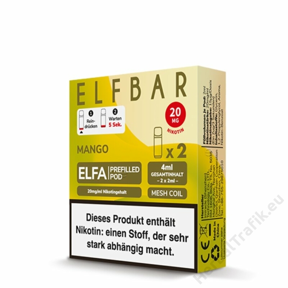 *NEW* ELF BAR - ELFA - PREFILLED PODS (2 DB) - MANGO - 20MG/ML